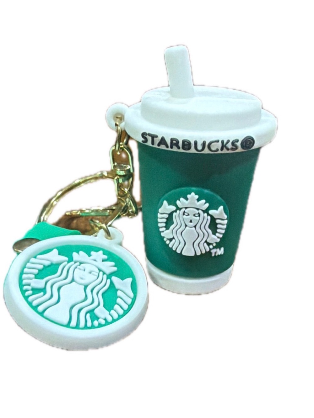 NWOT Starbucks-Style Cup Keychain - Green w/White